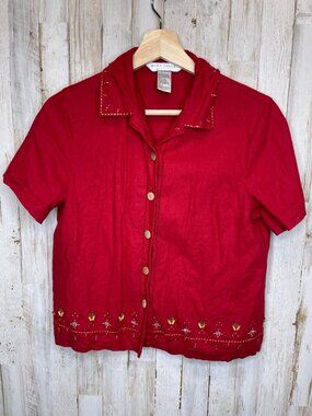 Napa Valley petite small red button down top